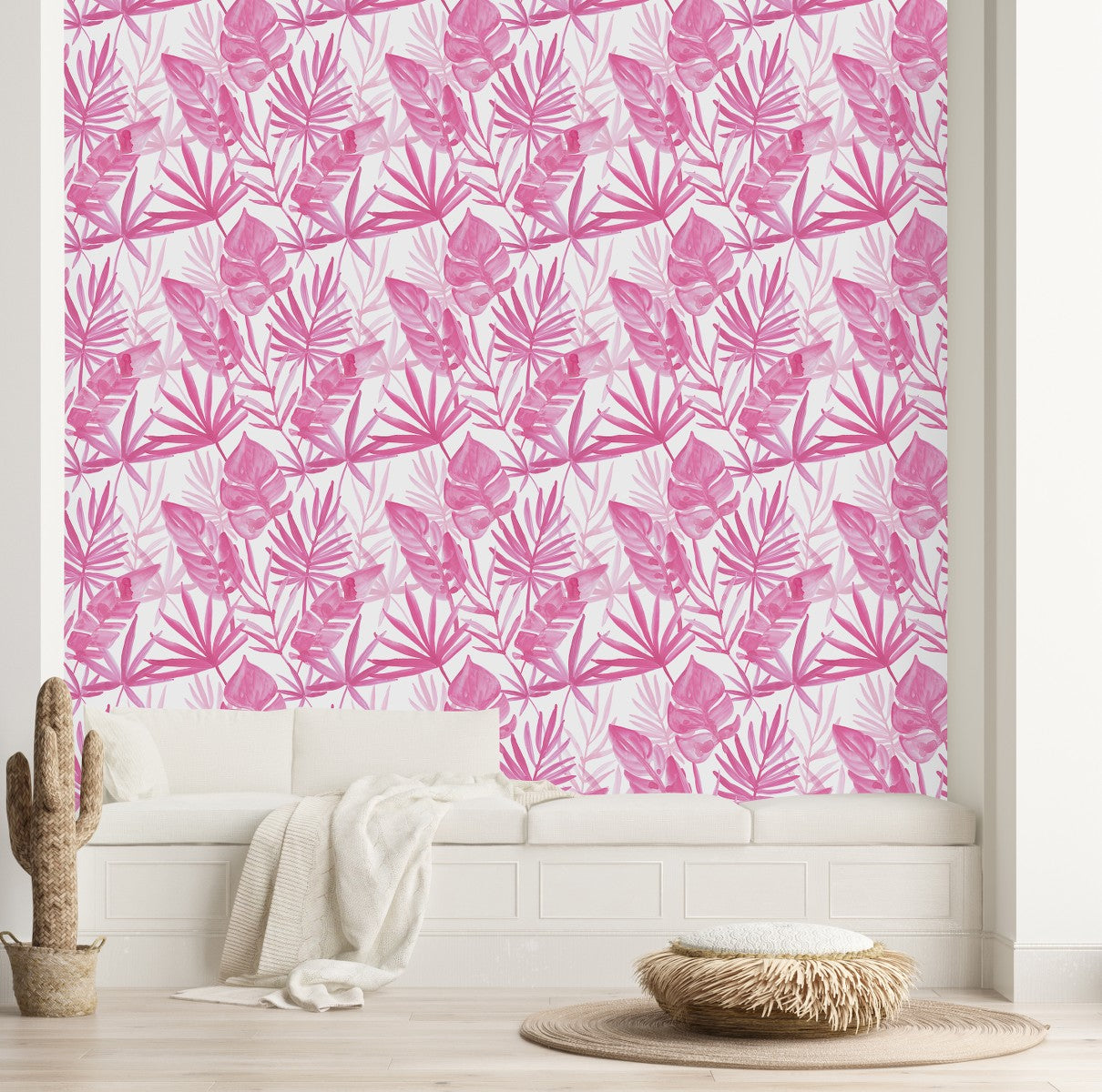 Pink Palm Leaves Wallpaper