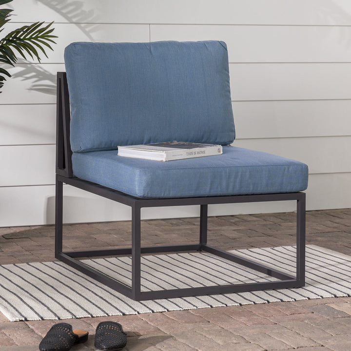 Trinidad Outdoor Modern Modular Patio Side Chair - Blue