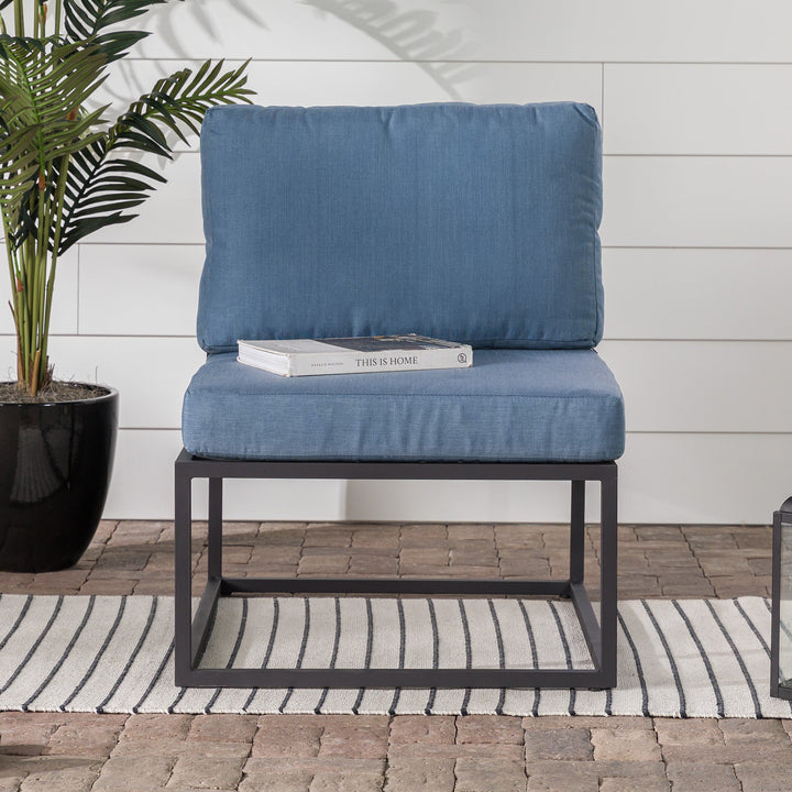 Trinidad Outdoor Modern Modular Patio Side Chair - Blue