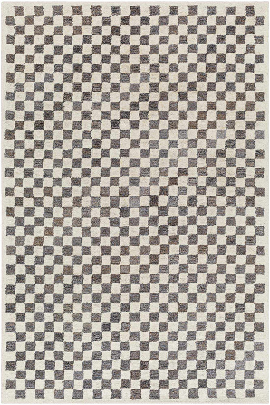 Halen Checkered Wool Blend Rug, Taupe