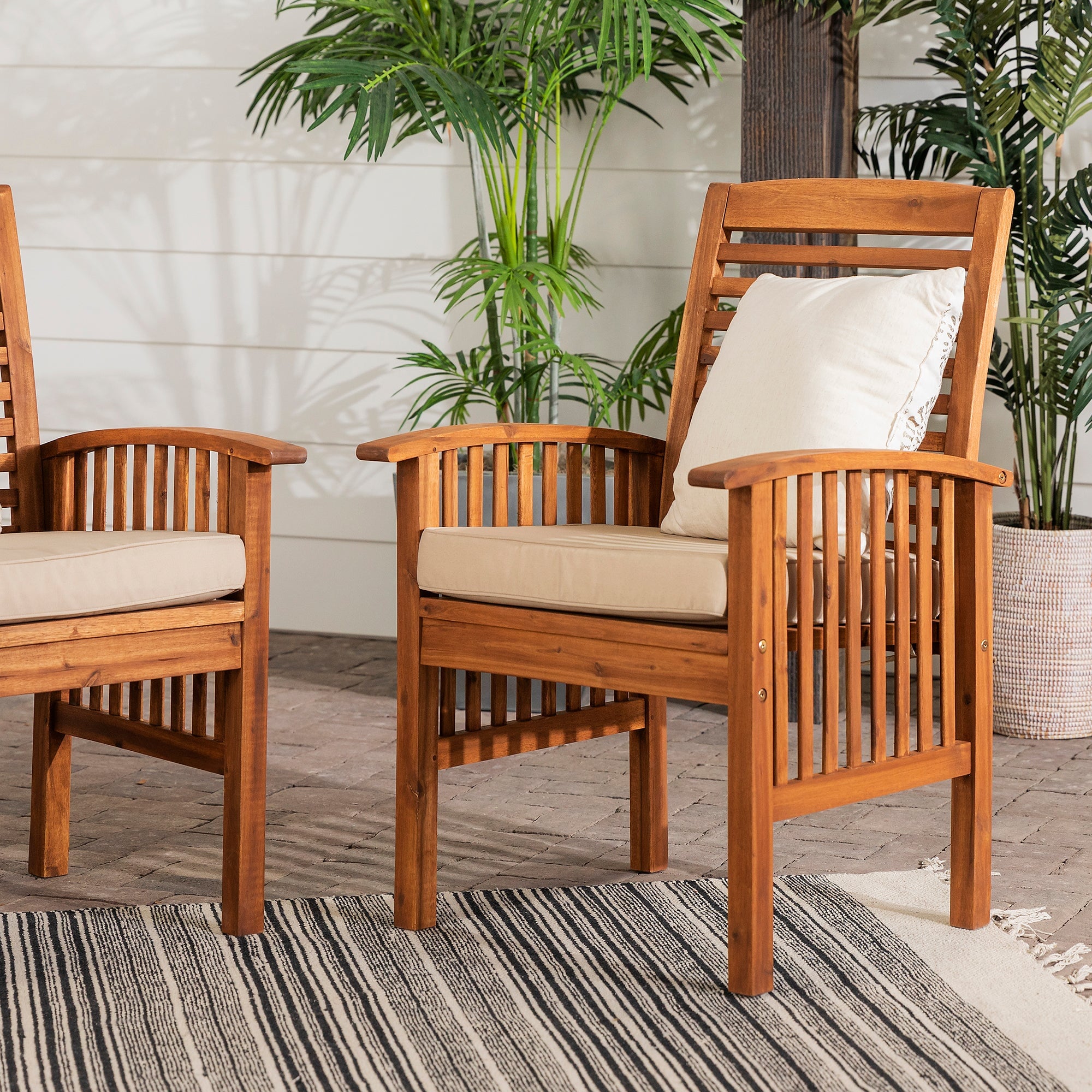 Midland Outdoor Patio Chairs with Cushions, Set of 2