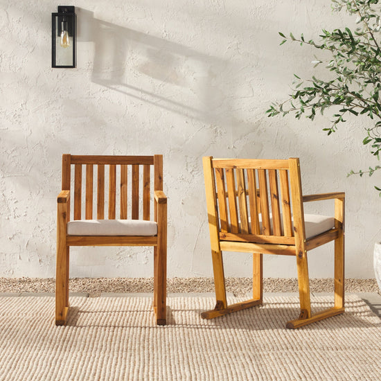 Prenton 2-Piece Modern Solid Wood Slatted Outdoor Dining Chair