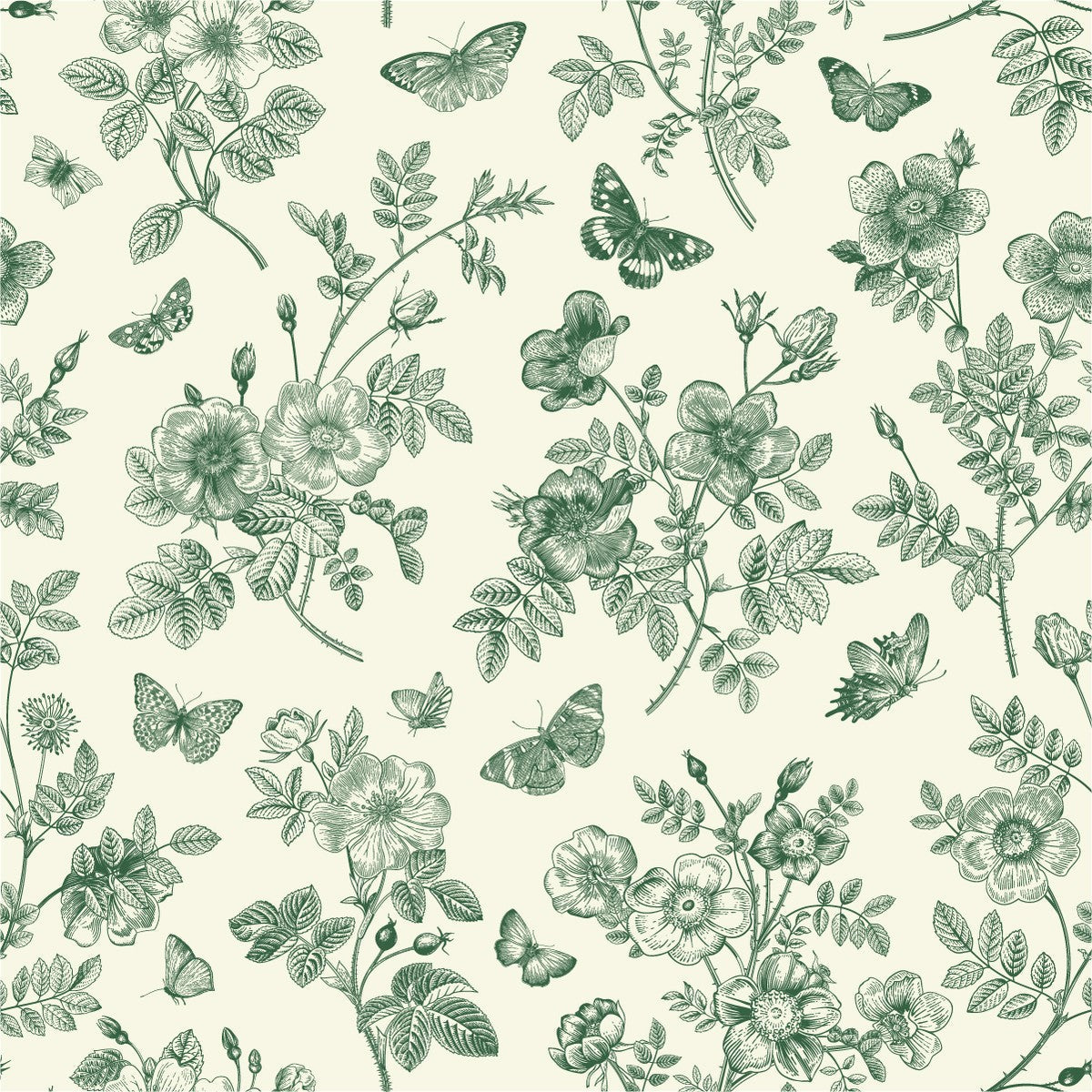 Green Floral Pattern Wallpaper