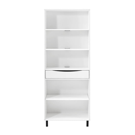 Modern 5-Shelf Bookshelf with Drawer