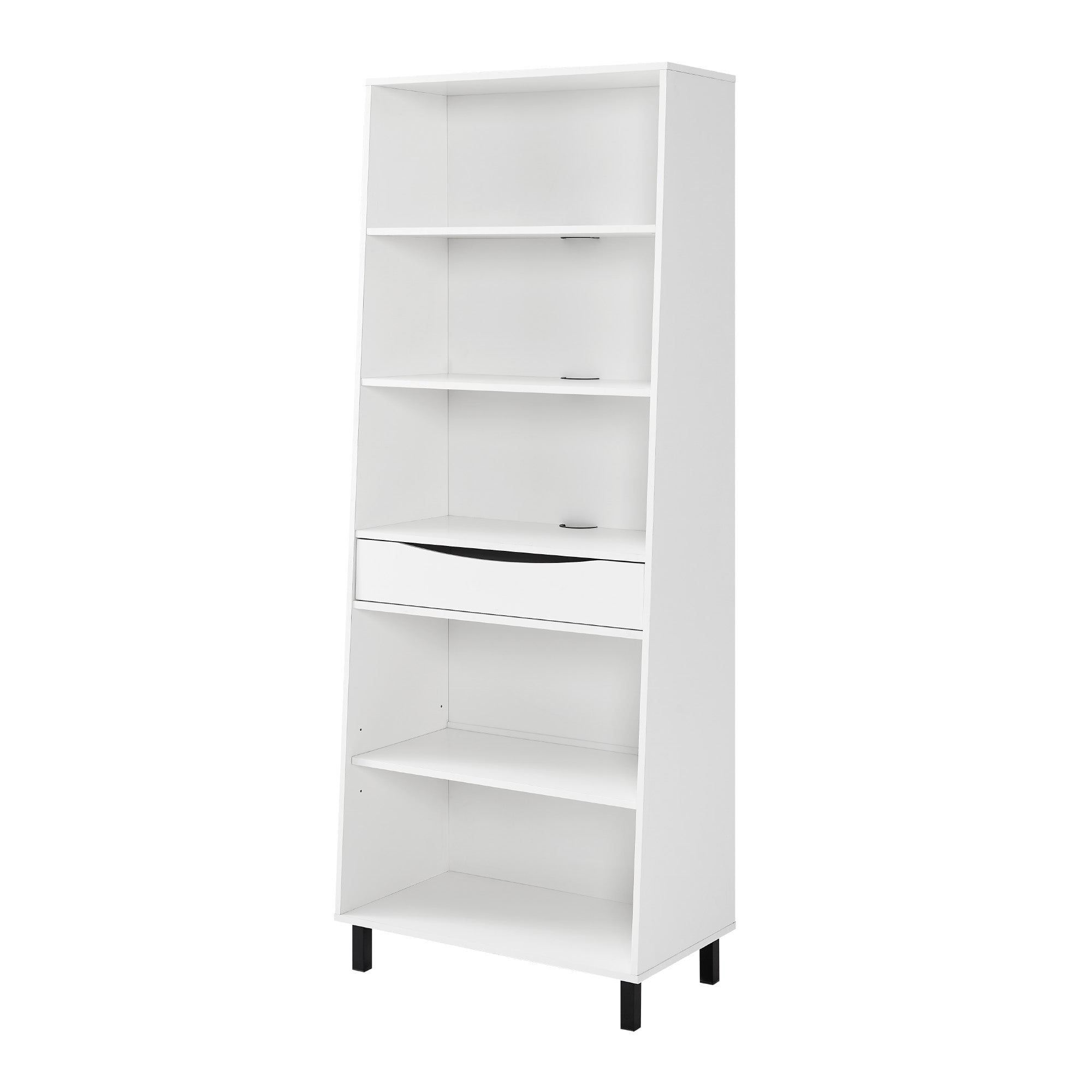 Modern 5-Shelf Bookshelf with Drawer