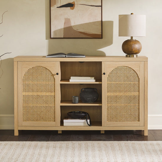 Sasha 58" 2 Door Sideboard with Arched Rattan Panels