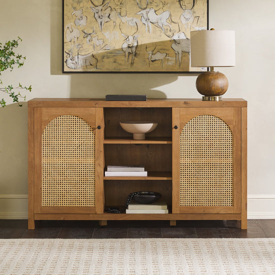 Sasha 58" 2 Door Sideboard with Arched Rattan Panels