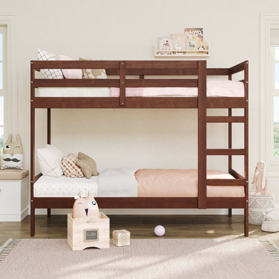 Sophie Simple Solid Wood Twin Over Twin Bunk Bed