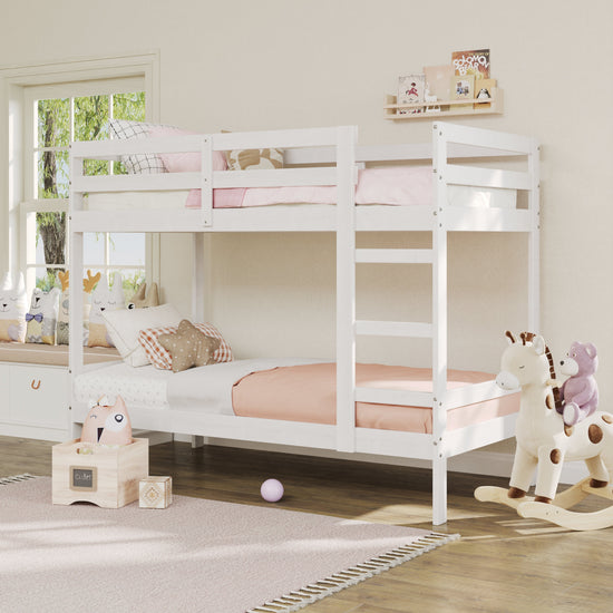 Sophie Simple Solid Wood Twin Over Twin Bunk Bed