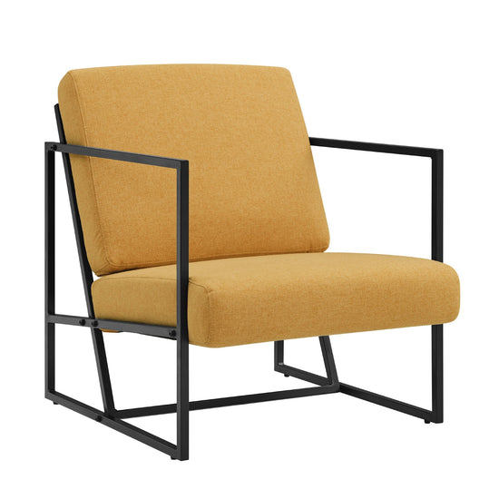 Mid-Century Modern Square Frame Fabric Lounge Chair