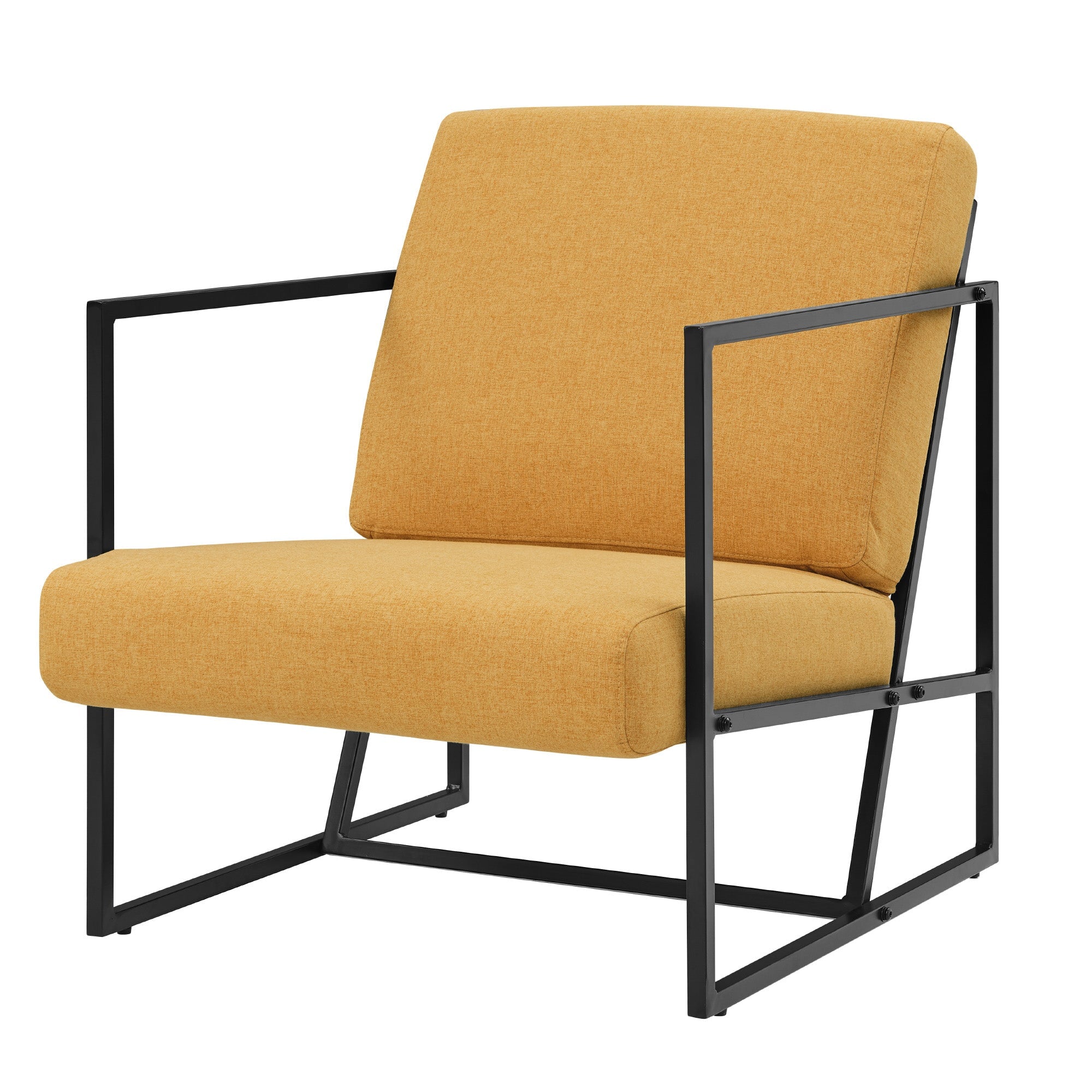 Mid-Century Modern Square Frame Fabric Lounge Chair