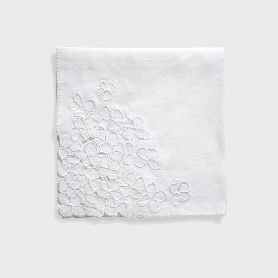 Hydrangea Dinner Napkins, White, Set of Two