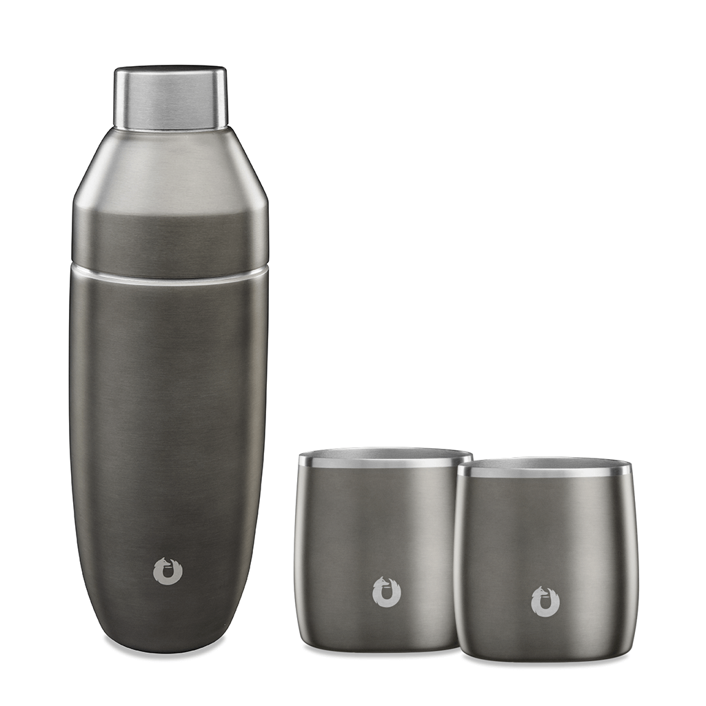 Stainless Steel Cocktail Shaker and Rocks Barware Set, Olive Grey