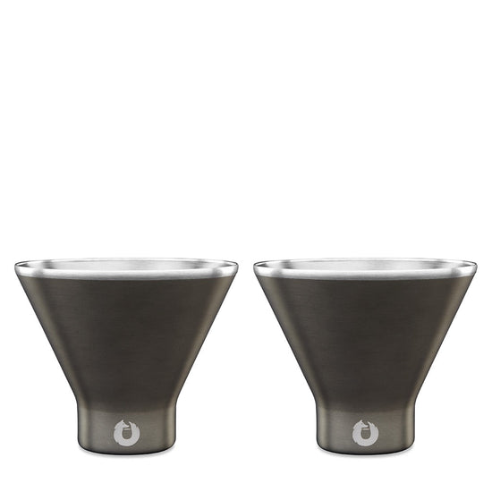 Stainless Steel Martini Glass, Set of 2 - Olive Grey