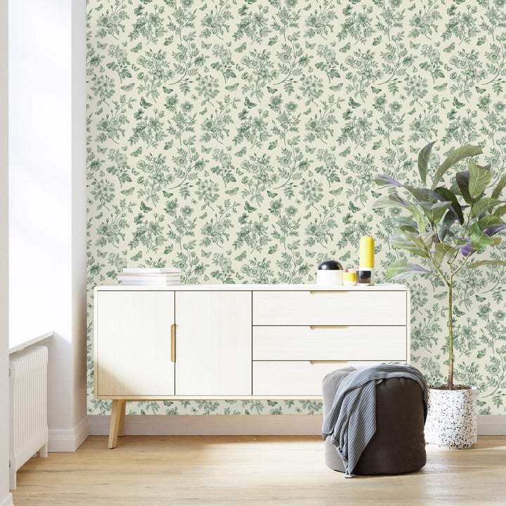 Green Floral Pattern Wallpaper