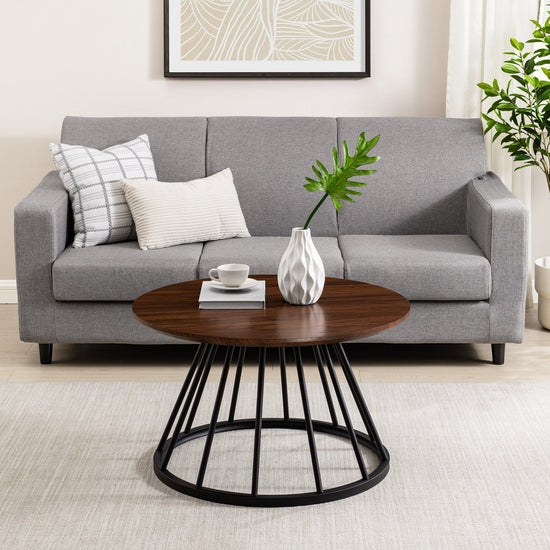 Vivian Modern Round Coffee Table with Metal Base