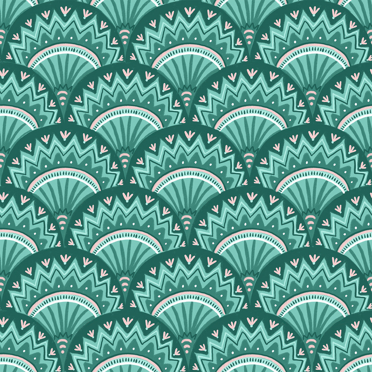 Green Arc Pattern Wallpaper