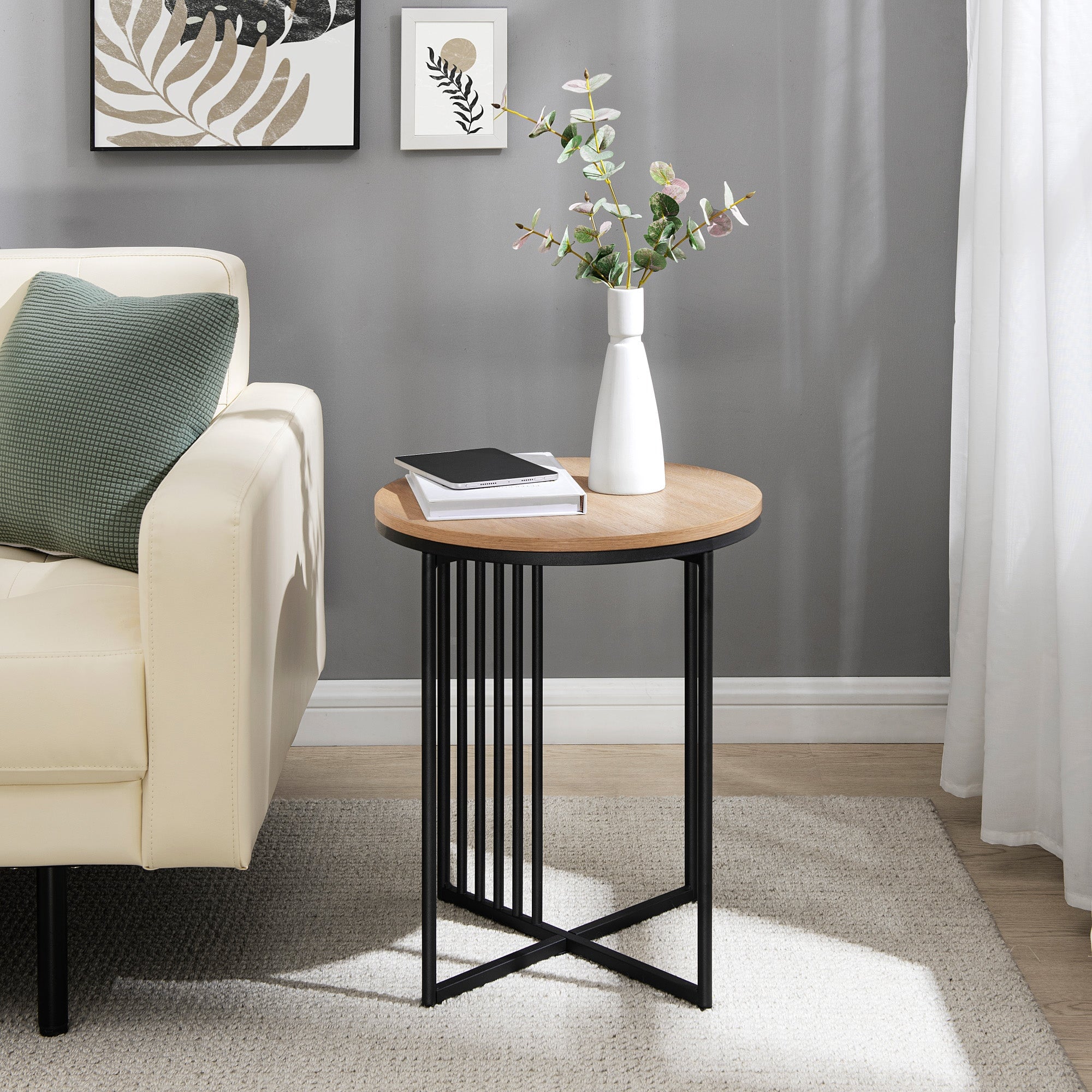 Vulcan Minimalist Metal Slatted Side Table