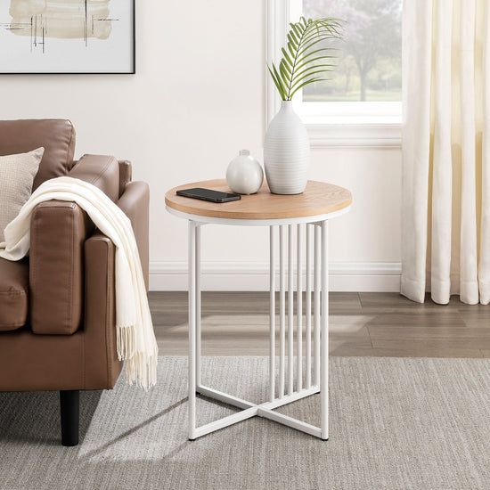 Vulcan Minimalist Metal Slatted Side Table