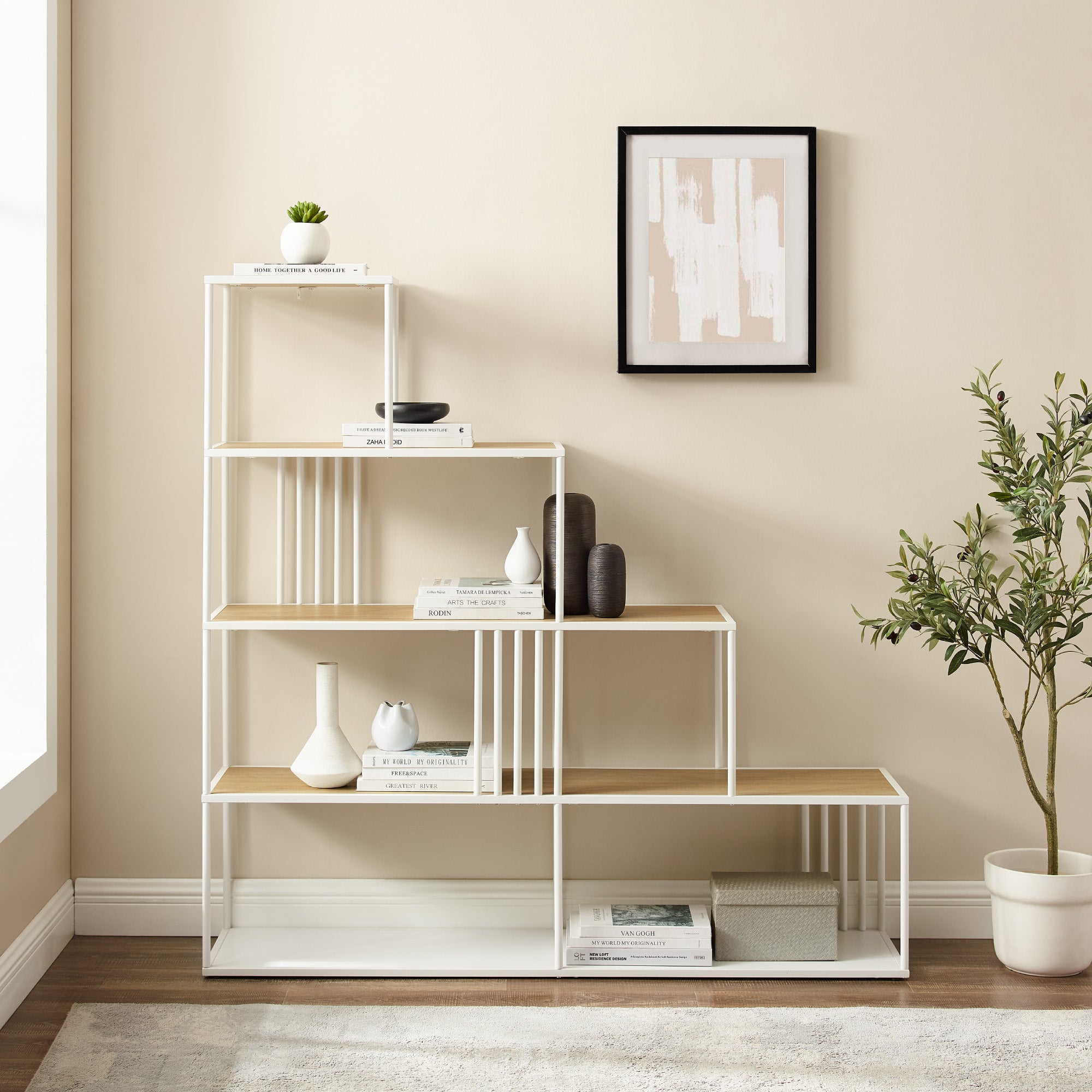 Vulcan Minimalist Divider Bookshelf with Slats