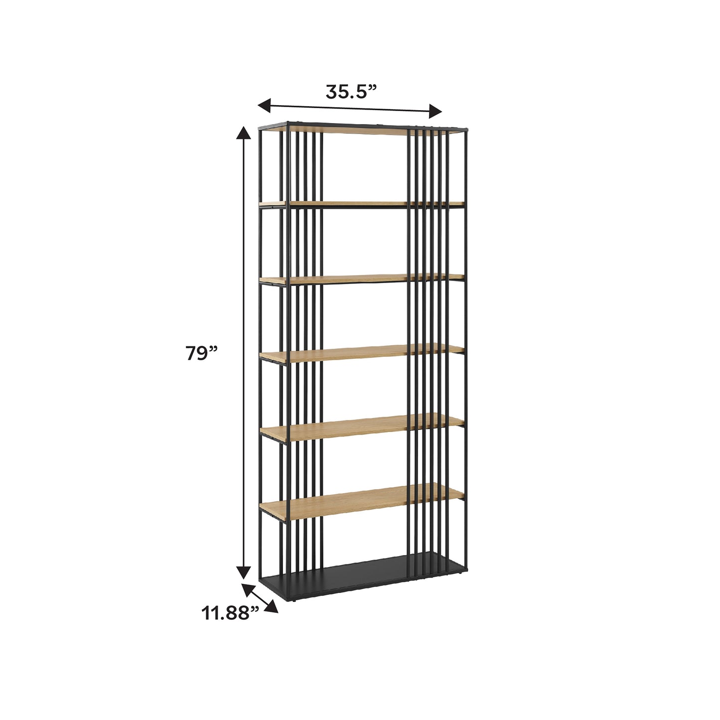 Vulcan 79" Minimalist Open Slat Bookshelf