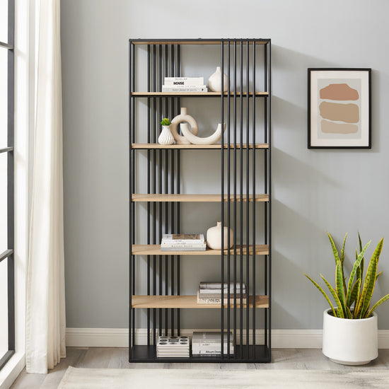 Vulcan 79" Minimalist Open Slat Bookshelf