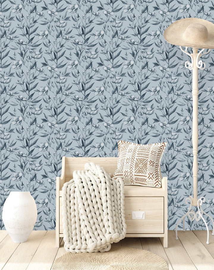 Voguish Grey Floral Wallpaper Tasteful
