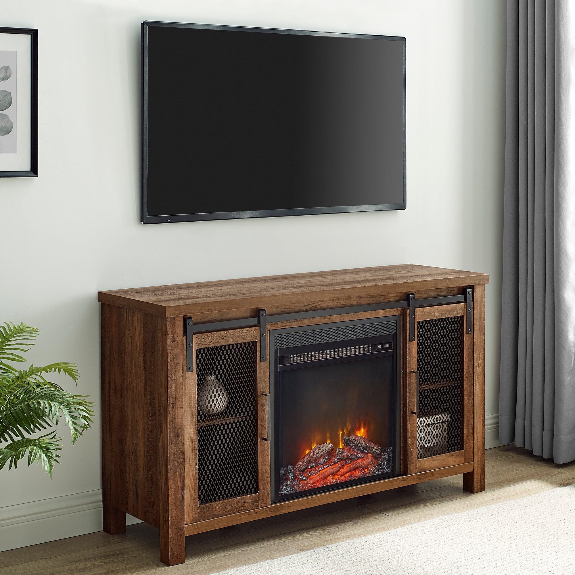 Grant 48" Rustic Farmhouse Fireplace TV Stand