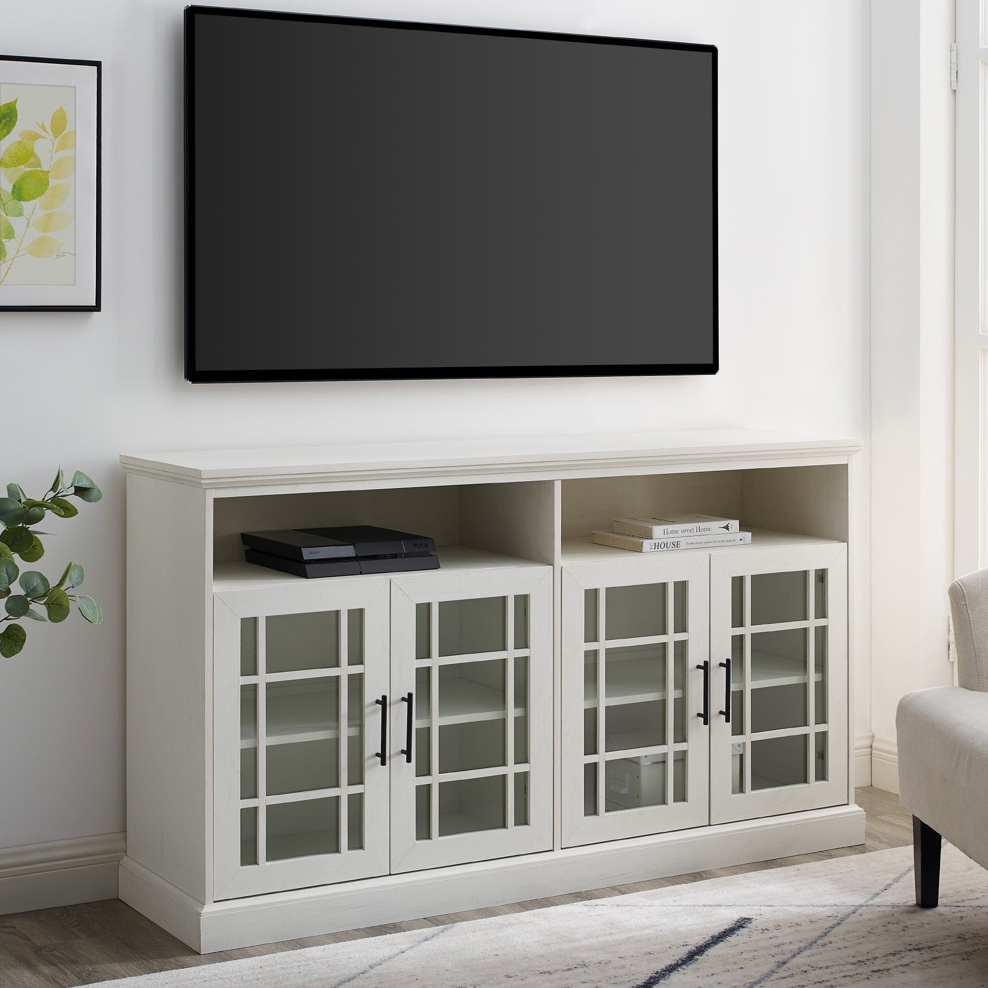 Hazel Glass 4 Door TV Stand