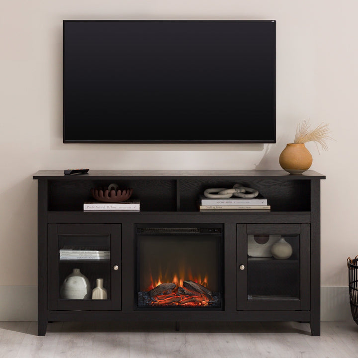 Wasatch 58" Transitional Fireplace Glass Wood TV Stand