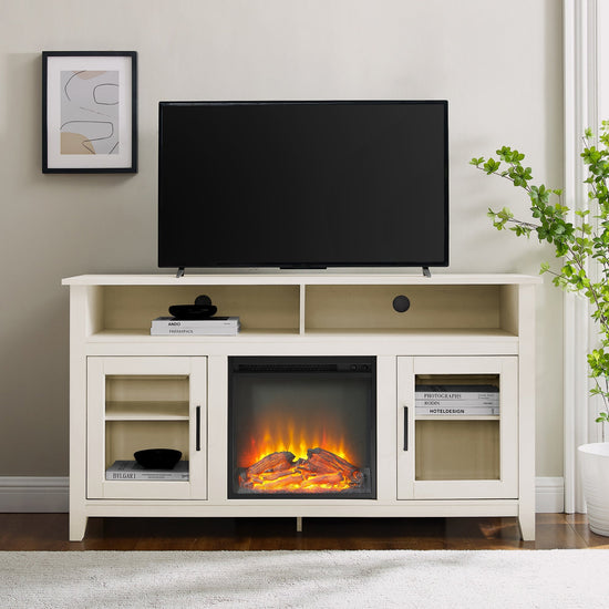 Wasatch 58" Transitional Fireplace Glass Wood TV Stand