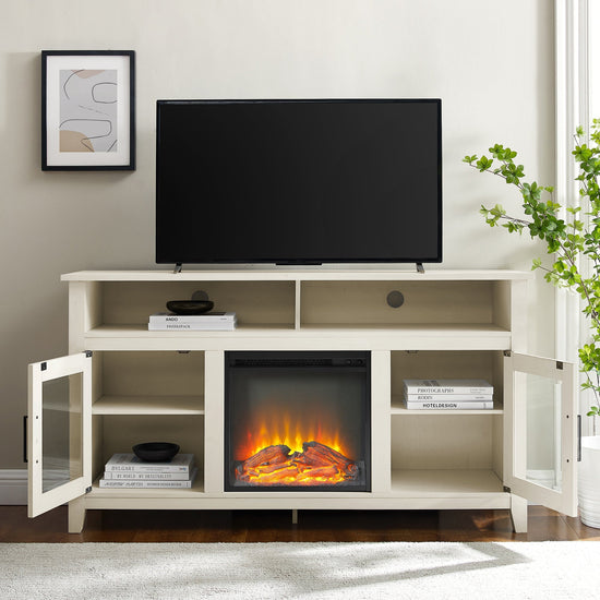 Wasatch 58" Transitional Fireplace Glass Wood TV Stand