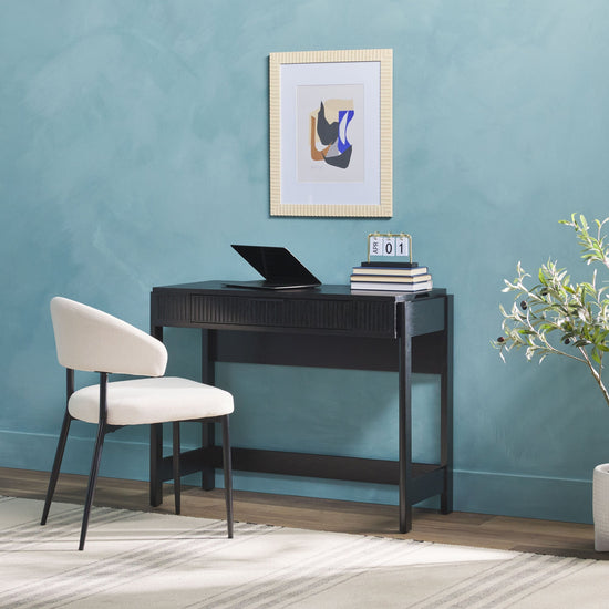 Holmes Modern Scandinavian Reeded Writing Desk with Lift Top