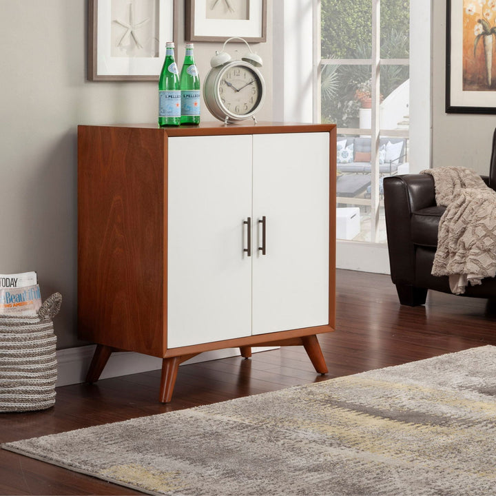 Flynn Small Bar Cabinet, Acorn/White - Mac & Mabel