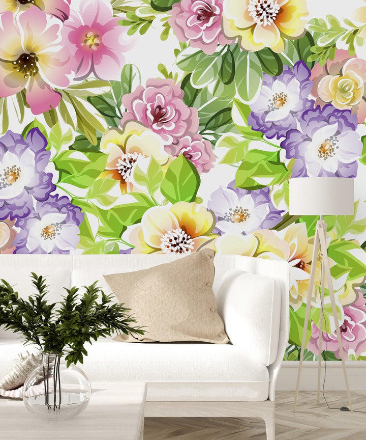 Voguish Modern Summer Flowers Wallpaper