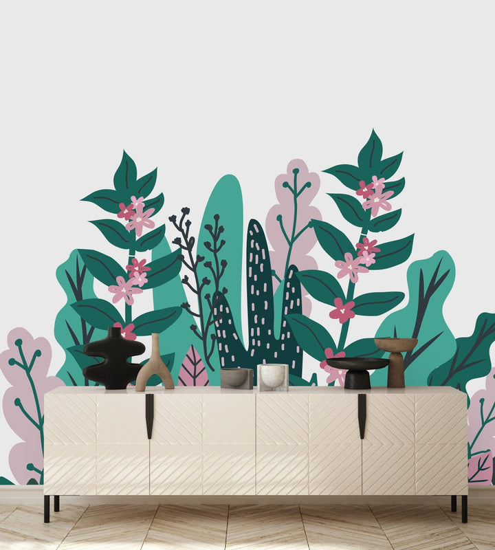 Green and Pink Plants Wallpaper