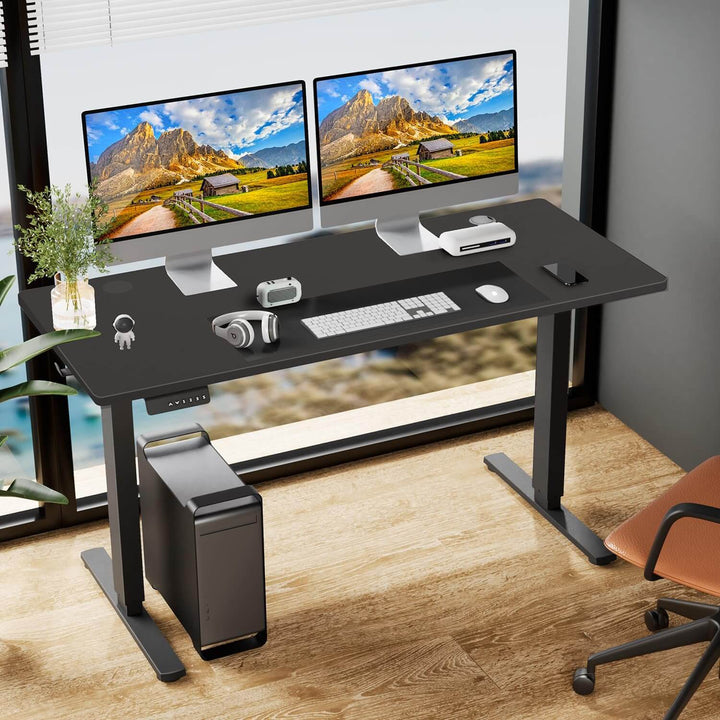 Walker Edison - Electric Height Adjustable Standing Desk, Sit to Stand Ergonomic Computer Desk, Black, 48'' x 24"