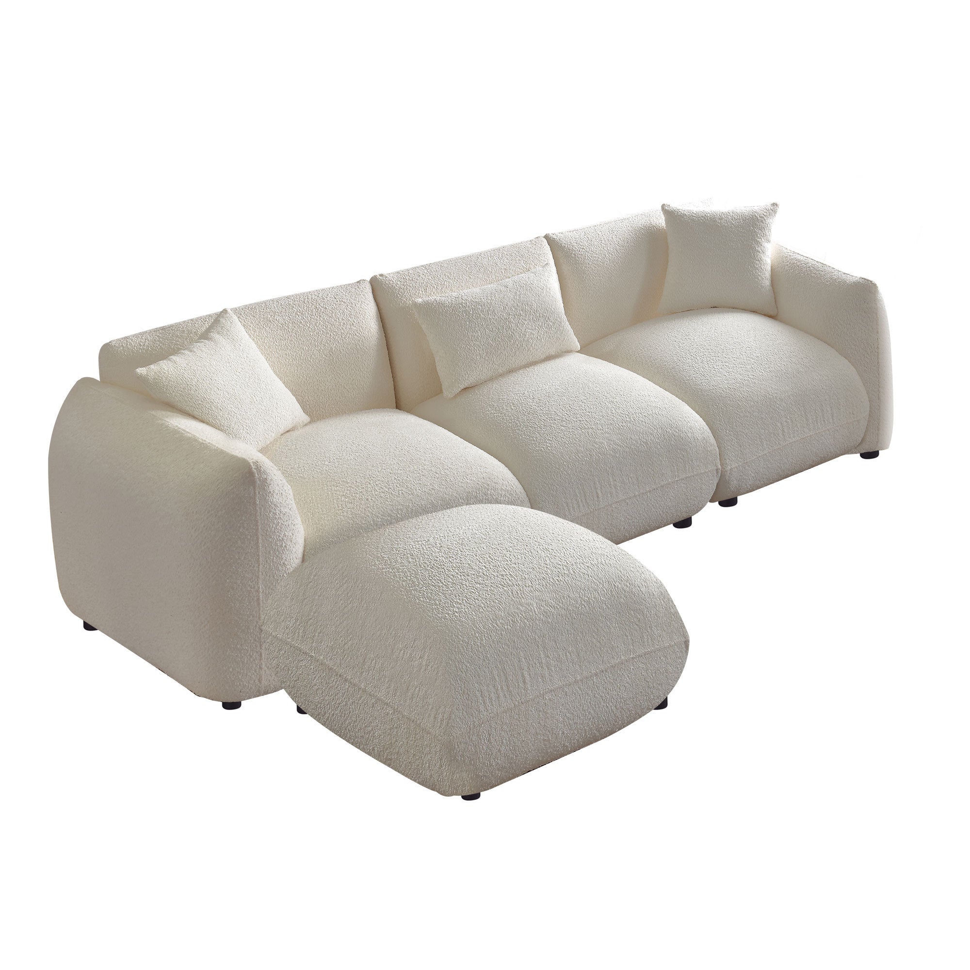 Walker Edison | Minimalist Sherpa 3-Seater Sofa with Ottoman