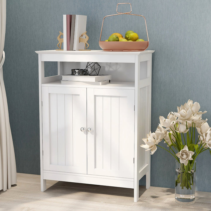 Walker Edison - Bathroom standing storage with double shutter doors cabinet - White