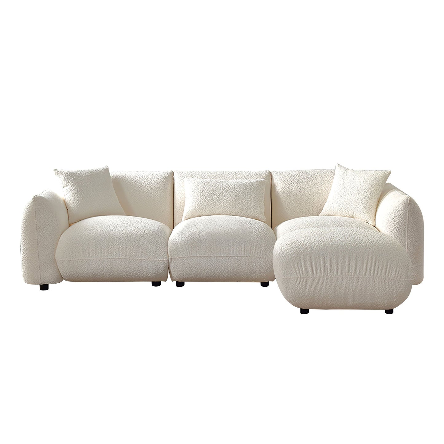 Walker Edison | Minimalist Sherpa 3-Seater Sofa with Ottoman