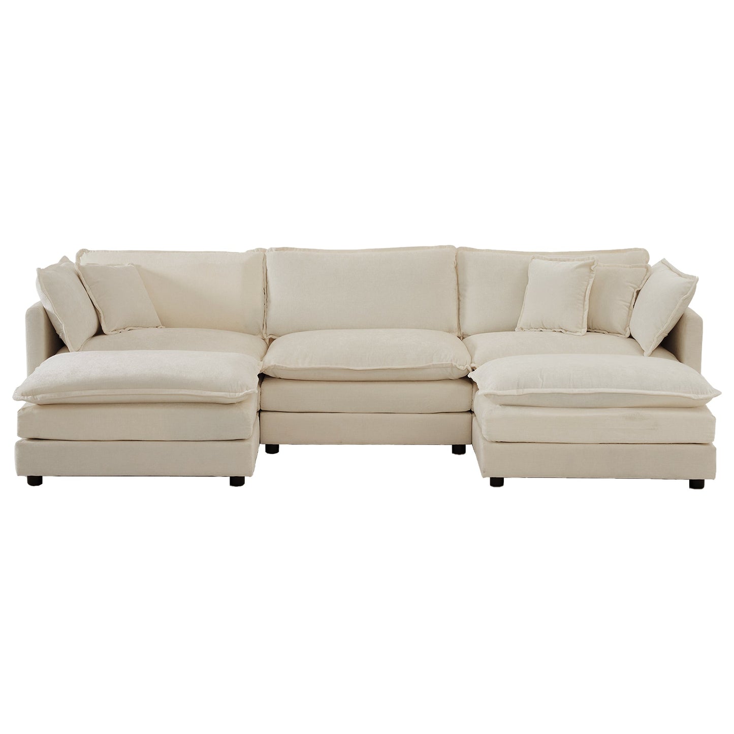 Walker Edison | Chenille U-Shaped Sectional Sofa with Two Ottomans