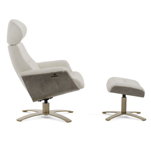 Divani Casa Abrons - Mid-Century Modern Light Grey Leather Lounge Chair & Ottoman