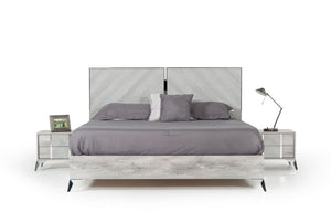 Eastern King Nova Domus Alexa Italian Modern Grey Bed + 2 Nightstands Set