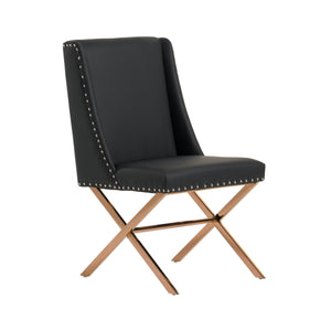 Modrest - Alexia Modern Black Leatherette & Rosegold Dining Chair