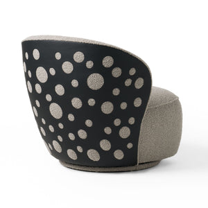 Divani Casa Allis - Glam Grey and Black Fabric Swivel Accent Chair