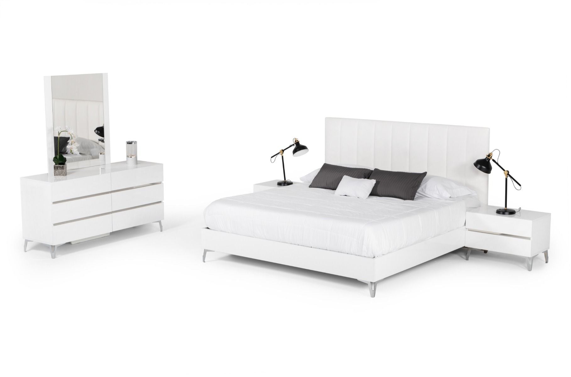 Nova Domus Angela - Eastern King Italian Modern White Eco Leather Bedroom Set