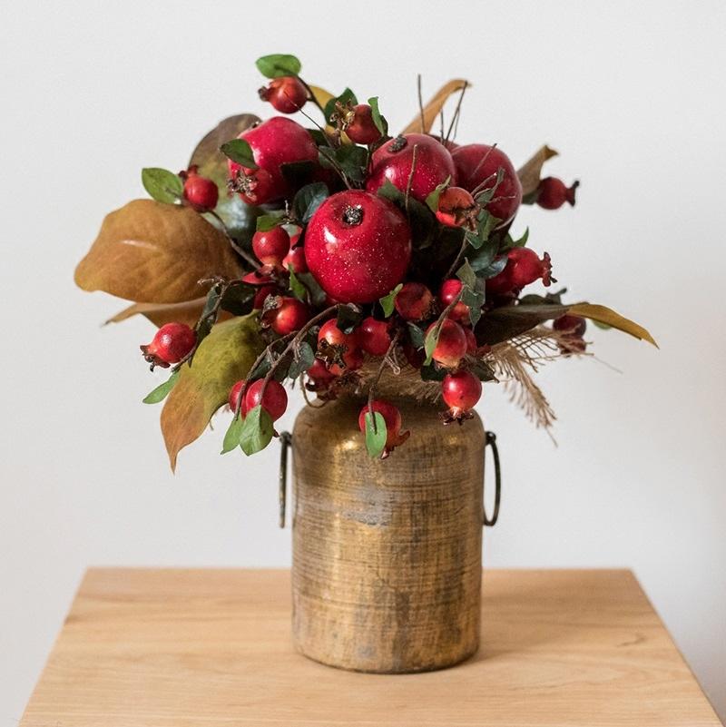 Artificial Faux Fruit Apple Pomegranate Bouquet 12" Tall