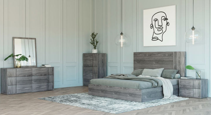 Queen Nova Domus Asus - Italian Modern Elm Grey Bedroom Set