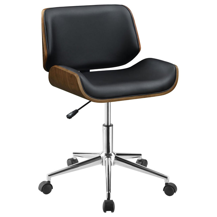 Walker Edison - Black and Walnut Swivel Office Chair