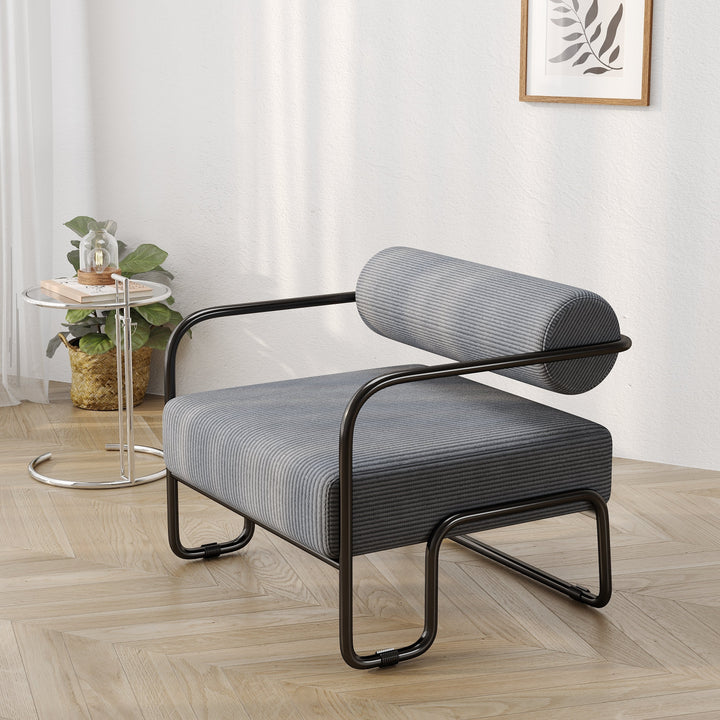 Walker Edison - Living room iron sofa chair, lazy individual chair, balcony leisure chair (Color: Gary)